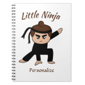 かわいい小さな忍者男の子の漫画パーソナライズされた ノートブック (正面)