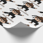 かわいい小さな忍者男の漫画パーソナライズ ラッピングペーパー (角)