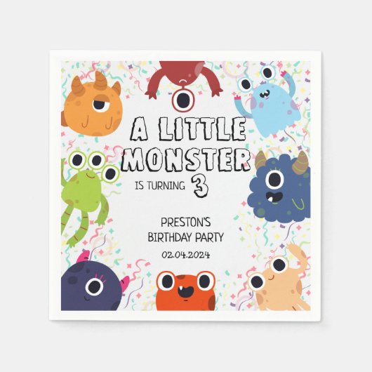 かわいい小さな怪物の誕生日パーティー|過去記事 スタンダードカクテルナプキン (正面)