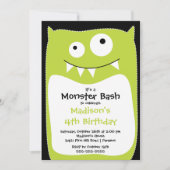 かわいい小さな怪物バースデーパーティーライム 招待状 (正面)