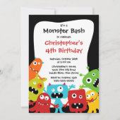 かわいい小さな怪物バースデーパーティー 招待状 (正面)