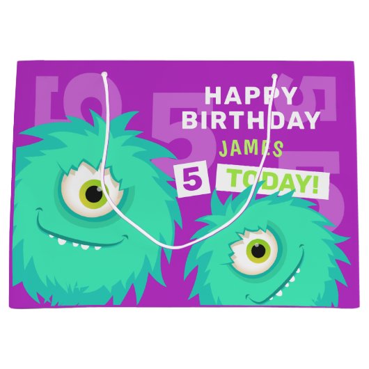 かわいい小さな怪物紫 ラージペーパーバッグ (正面)