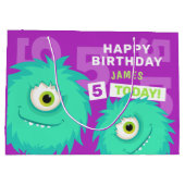 かわいい小さな怪物紫 ラージペーパーバッグ (裏面)