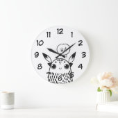 かわいい小さな怪物、白黒図解入りの、写真付きの ラージ壁時計 (ホーム)