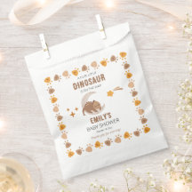 かわいい小さな恐竜が赤ちゃんのシャワーを途中にある