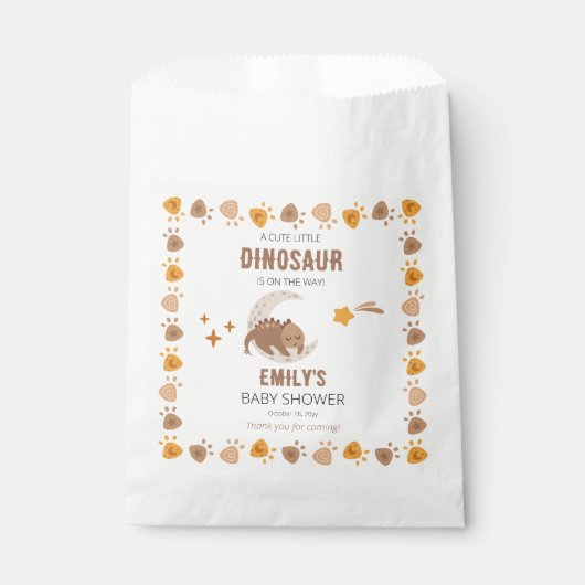 かわいい小さな恐竜が赤ちゃんのシャワーを途中にある フェイバーバッグ (正面)