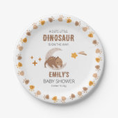 かわいい小さな恐竜が赤ちゃんのシャワーを途中にある ペーパープレート (正面)