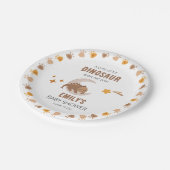 かわいい小さな恐竜が赤ちゃんのシャワーを途中にある ペーパープレート (アングル)