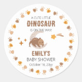 かわいい小さな恐竜が赤ちゃんのシャワーを途中にある ラウンドシール (正面)