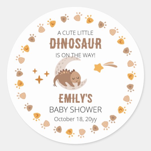 かわいい小さな恐竜が赤ちゃんのシャワーを途中にある ラウンドシール (正面)