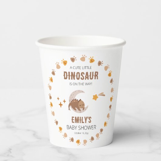かわいい小さな恐竜が赤ちゃんのシャワーを途中にある 紙コップ (裏面)