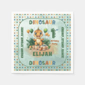 かわいい小さな恐竜の少年1st誕生日パーティー スタンダードカクテルナプキン (正面)