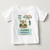 かわいい小さな恐竜の少年1st誕生日パーティー ベビーTシャツ (正面)