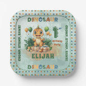 かわいい小さな恐竜の少年1st誕生日パーティー ペーパープレート (正面)