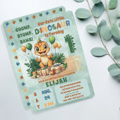 かわいい小さな恐竜の少年1st誕生日パーティー 招待状