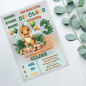 かわいい小さな恐竜の男の子3歳の誕生日パーティー アクリル招待状