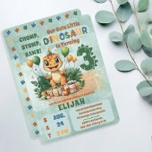 かわいい小さな恐竜の男の子3歳の誕生日パーティー 招待状