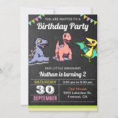かわいい小さな恐竜の誕生日パーティーの招待状 招待状 (正面)