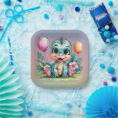 かわいい小さな恐竜の赤ちゃんシャワー ペーパープレート (パーティー)