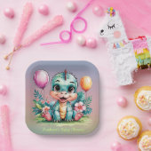 かわいい小さな恐竜の赤ちゃんシャワー ペーパープレート (パーティー)