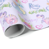 かわいい小さな恐竜の赤ちゃんシャワー ラッピングペーパー (ロールコーナー)