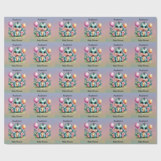 かわいい小さな恐竜の赤ちゃんシャワー ラッピングペーパー (フラット)