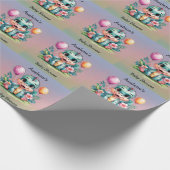 かわいい小さな恐竜の赤ちゃんシャワー ラッピングペーパー (角)