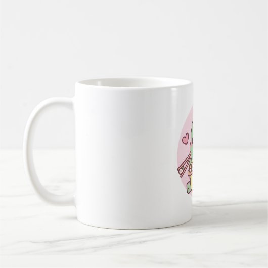 かわいい小さな恐竜は日本のお寿司が大好き コーヒーマグカップ (左)