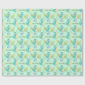 かわいい小さな恐竜パーソナライズされた ラッピングペーパー (フラット)