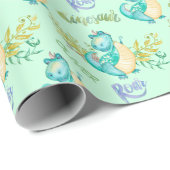 かわいい小さな恐竜パーソナライズされた ラッピングペーパー (ロールコーナー)