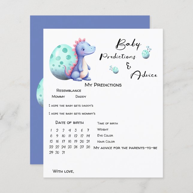 かわいい小さな恐竜ベビー予測ゲーム (正面/裏面)