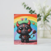 かわいい小さな悪魔のクリーチャーAIアート ポストカード (スタンド正面)
