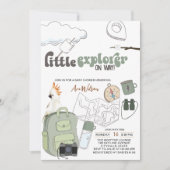 かわいい小さな探検家の途中アドベンチャーベビーシャワー 招待状 (正面)