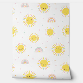 かわいい小さな日差し、虹とハート 壁紙