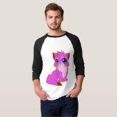 かわいい小さな明るい赤紫色、ピンクと茶色の子猫 Tシャツ (正面フル)