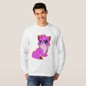 かわいい小さな明るい赤紫色、ピンクと茶色の子猫 Tシャツ (正面フル)