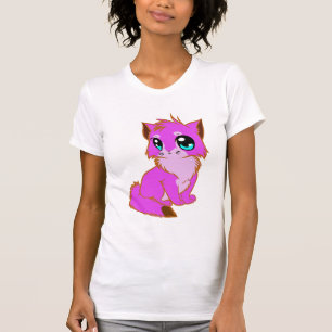 かわいい小さな明るい赤紫色、ピンクと茶色の子猫 Tシャツ