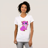 かわいい小さな明るい赤紫色、ピンクと茶色の子猫 Tシャツ (正面フル)
