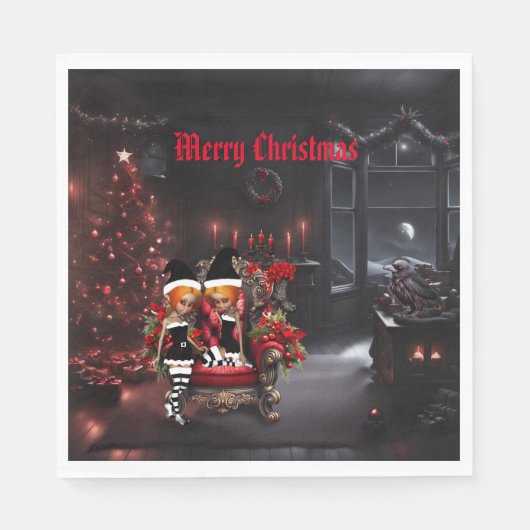 かわいい小さな暗い小妖精や小人。 スタンダードランチョンナプキン (正面)