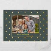 かわいい小さな木クリスマスホリデーズフォト 箔シーズンカード (正面)