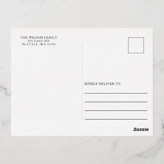 かわいい小さな木クリスマスホリデーズフォト 箔シーズンポストカード (裏面)