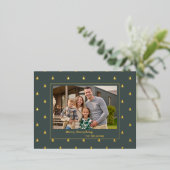 かわいい小さな木クリスマスホリデーズフォト 箔シーズンポストカード (立ち正面)