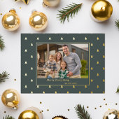 かわいい小さな木クリスマスホリデーズフォト 箔シーズンポストカード