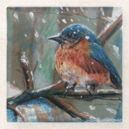 かわいい小さな東ブルーバードソングバード ガラスコースター