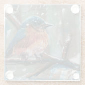 かわいい小さな東ブルーバードソングバード ガラスコースター (裏面)