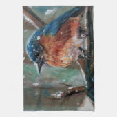 かわいい小さな東ブルーバードソングバード キッチンタオル (縦)