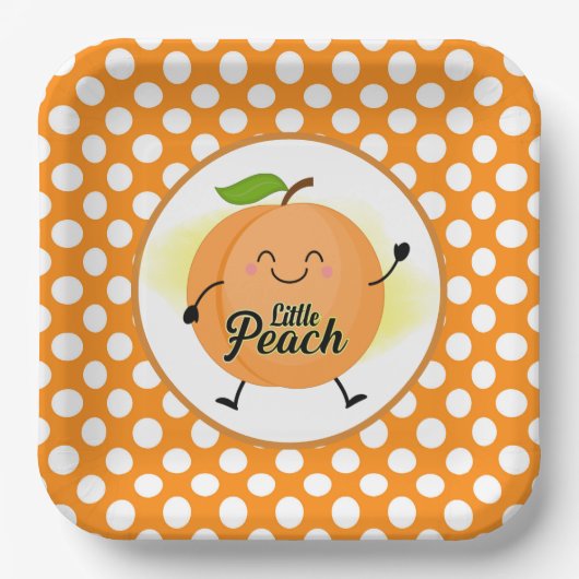 かわいい小さな桃の赤ちゃんシャワー  ペーパープレート (正面)