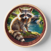 かわいい小さな森のラクーンin the Sun 壁時計 (正面)