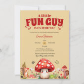 かわいい小さな楽しい男秋カタツムリキノコ赤ちゃんシャワー 招待状 (正面)