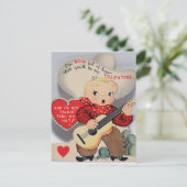 かわいい小さな歌うカウボーイヴィンテージバレンタイン ポストカード (スタンド正面)